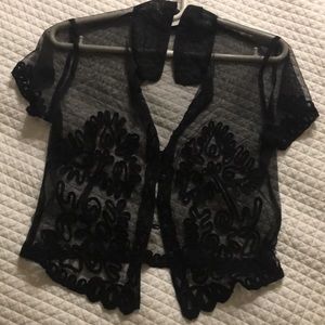 Chic Black Mesh Cardigan